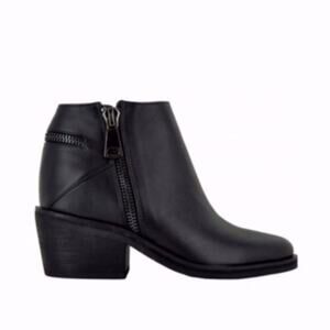 SENSO Quail Black Leather Zipper Ankle Booties